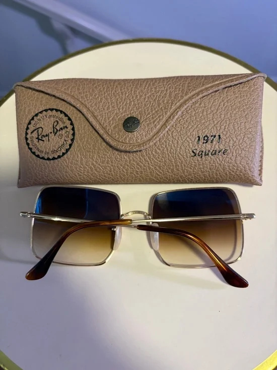Ray-Ban Square 1971 Classic Polished Arista Gold Light Brown Gradient Sunglasses - Picture 6 of 8